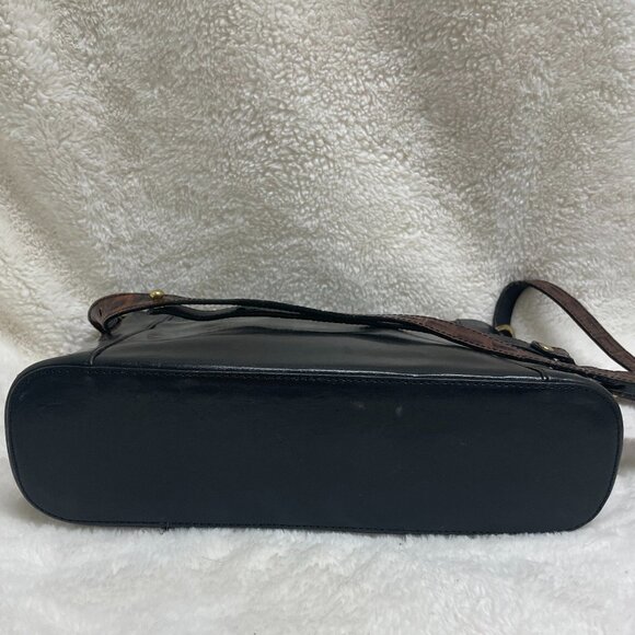 Beautiful Vintage Brahmin Black/Brown Leather Croc Embossed Crossbody - Picture 11 of 14